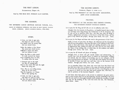 Lesson, address, hymn and prayers