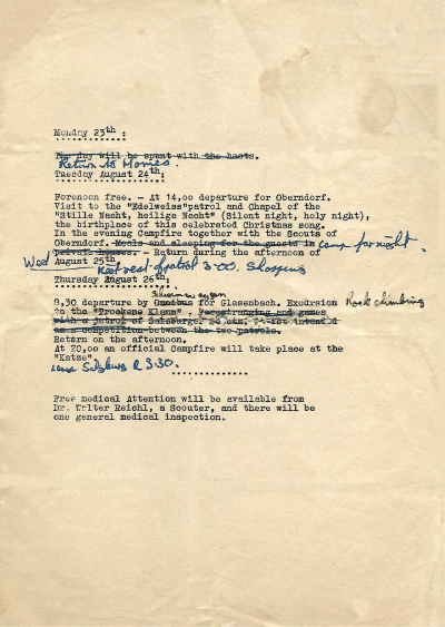 First page of the programme covering 23-26 August