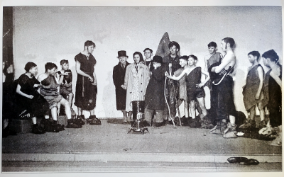 Unidentified scene from a drama involving fifteen scouts