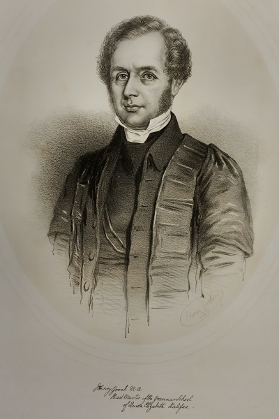 Pencil drawing of the head and shoulders of Henry Gooch