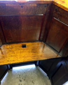 View of the interior of the pulpit after restoration showing polished surfaces