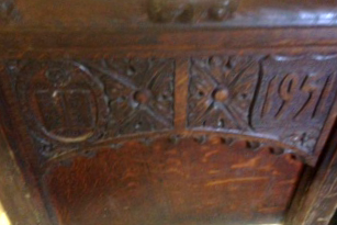 Detail of the front of the pulpit showing the date 1951