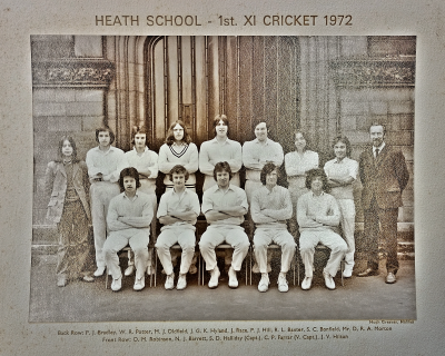 Formal photograph showing eight players with Mr Morton on their right standing behind five seated players