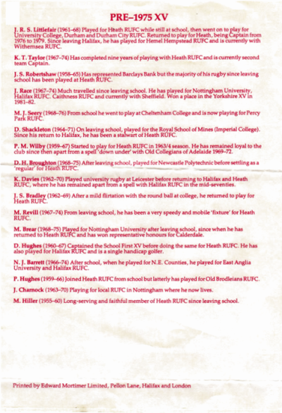 Information on the members of the Pre-1975 Fifteen